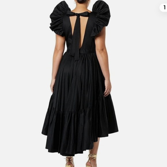 Making The Cut Elegant Black Evening Gown Size Small New Ruffle High Low - Picture 2 of 7